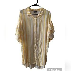 Gigio White and Yellow Semi Sheer Top Size S (Oversized)